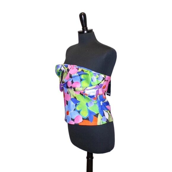NWT Nasty Gal Floral Print Bandeau Top Multicolor Size 14 - Picture 2 of 5